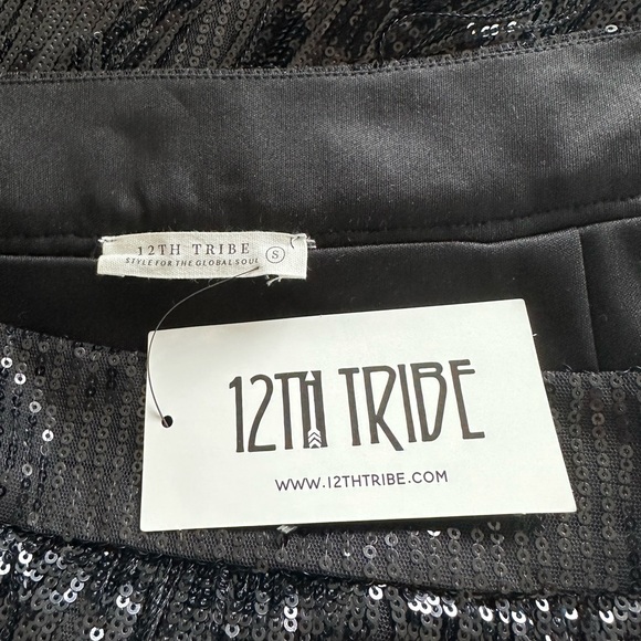 NWT 12th Tribe Festival Black Fringe Sequence Skirt - Picture 10 of 13